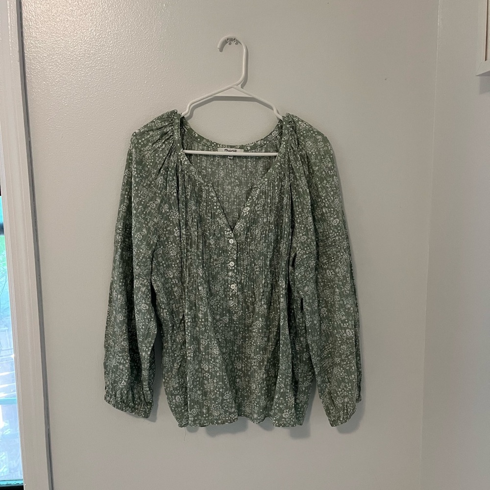 Madewell Green 3/4 Sleeve Blouse